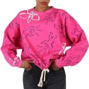 Isabel Marant S Fuchsia Crew Neck Sweatshirt graphic-print Fleece Top Designer